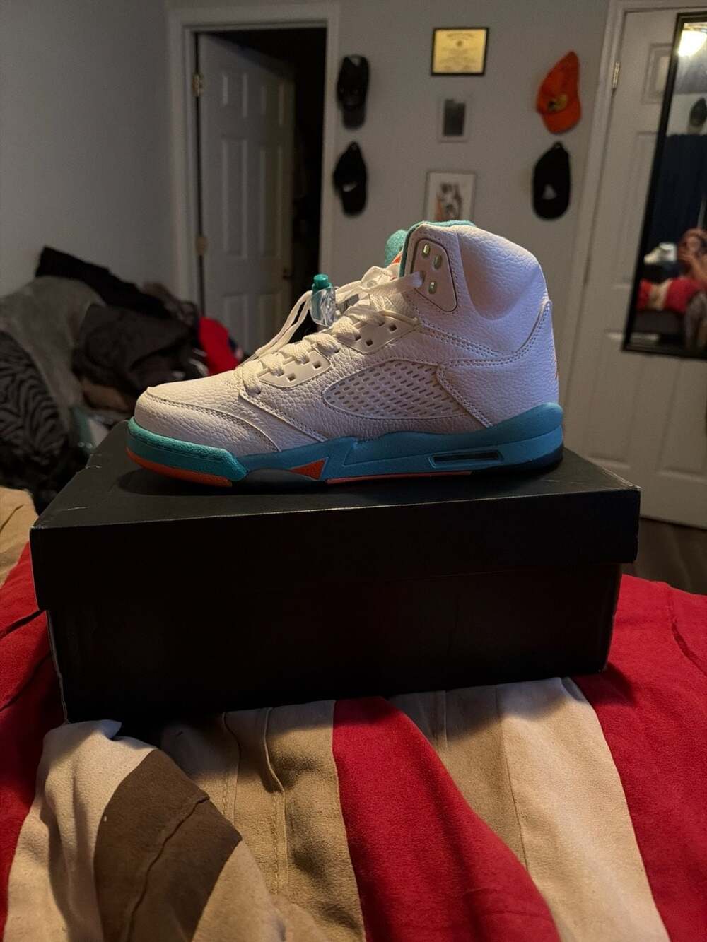 Air Jordan 5 Retro GS 'Light Aqua' White/Crimson Pulse